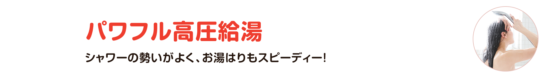 パワフル高圧給湯（シャワーの勢いがよく、お湯はりもスピーディー！）